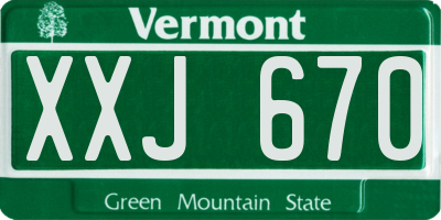 VT license plate XXJ670