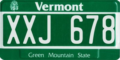 VT license plate XXJ678