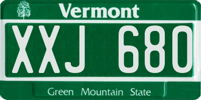 VT license plate XXJ680