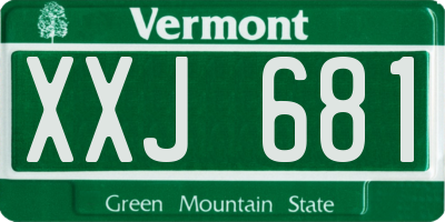 VT license plate XXJ681