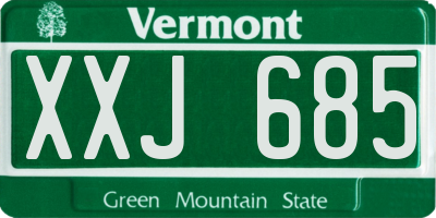 VT license plate XXJ685