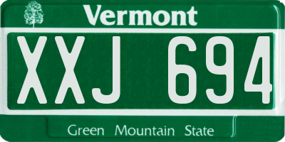VT license plate XXJ694
