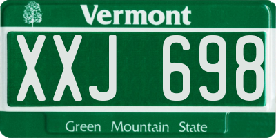 VT license plate XXJ698
