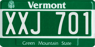 VT license plate XXJ701