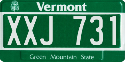 VT license plate XXJ731