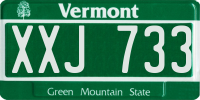 VT license plate XXJ733