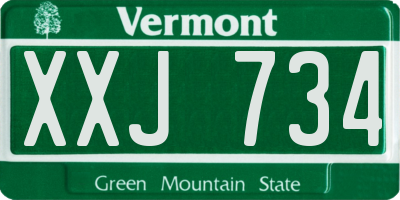 VT license plate XXJ734
