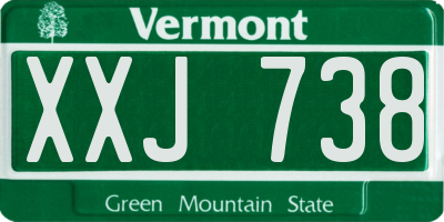VT license plate XXJ738