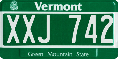 VT license plate XXJ742