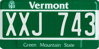 VT license plate XXJ743