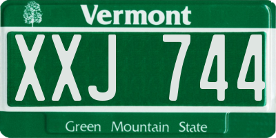 VT license plate XXJ744
