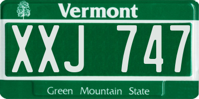 VT license plate XXJ747