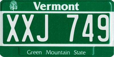 VT license plate XXJ749