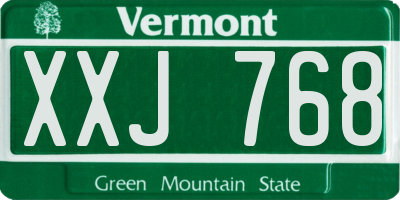 VT license plate XXJ768
