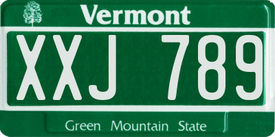 VT license plate XXJ789