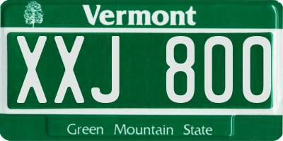 VT license plate XXJ800