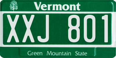 VT license plate XXJ801