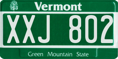 VT license plate XXJ802