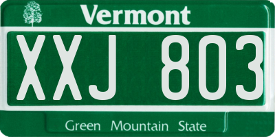 VT license plate XXJ803