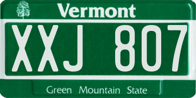 VT license plate XXJ807