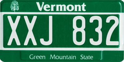 VT license plate XXJ832