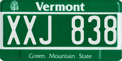 VT license plate XXJ838