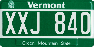 VT license plate XXJ840