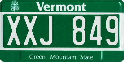 VT license plate XXJ849