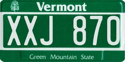 VT license plate XXJ870