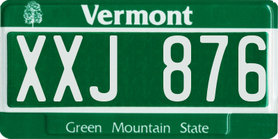 VT license plate XXJ876