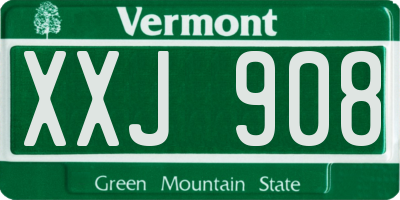 VT license plate XXJ908