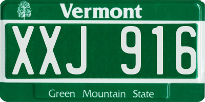 VT license plate XXJ916