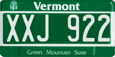 VT license plate XXJ922