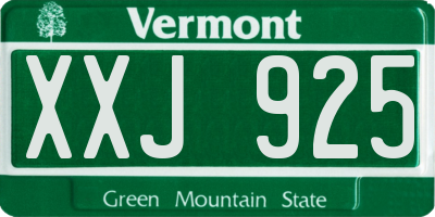 VT license plate XXJ925