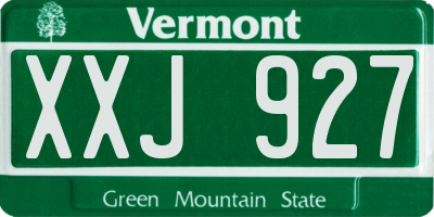VT license plate XXJ927
