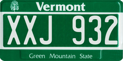 VT license plate XXJ932