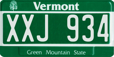 VT license plate XXJ934