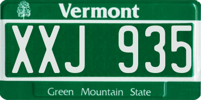VT license plate XXJ935