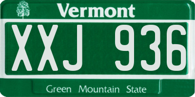 VT license plate XXJ936
