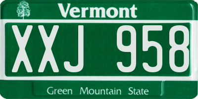 VT license plate XXJ958