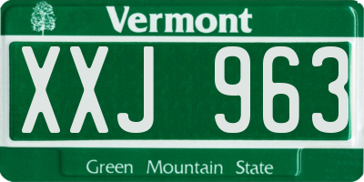 VT license plate XXJ963