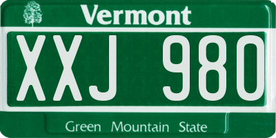 VT license plate XXJ980
