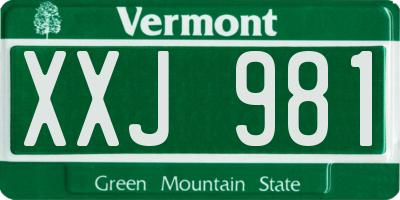 VT license plate XXJ981