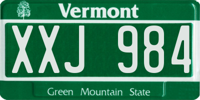 VT license plate XXJ984