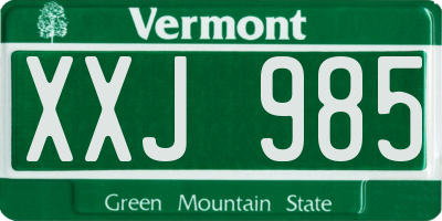 VT license plate XXJ985