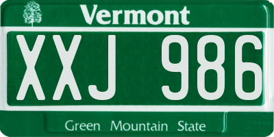 VT license plate XXJ986
