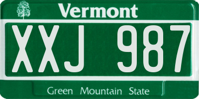 VT license plate XXJ987