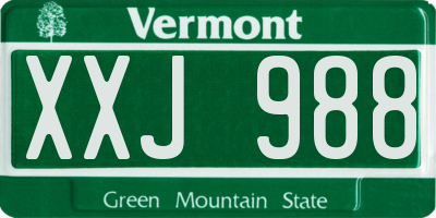 VT license plate XXJ988