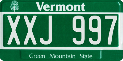 VT license plate XXJ997