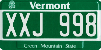 VT license plate XXJ998